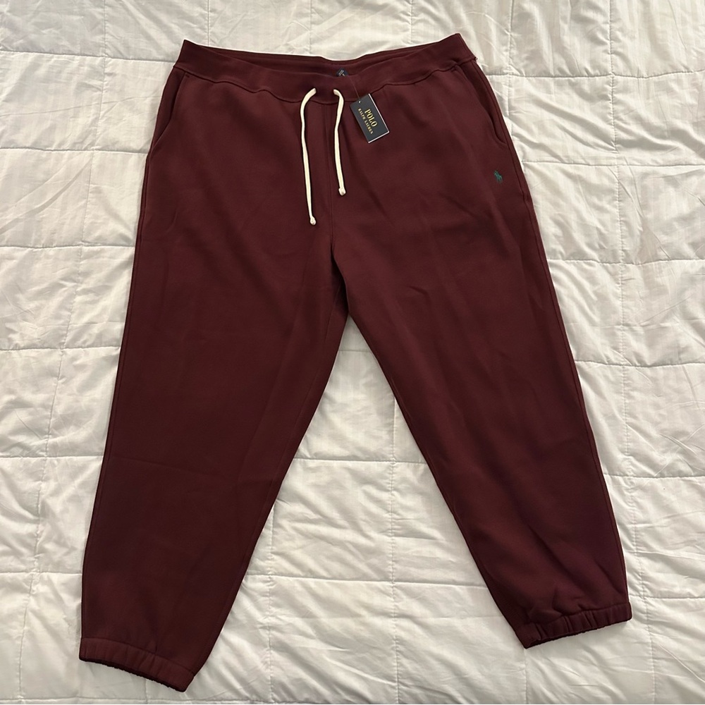 Ralph Lauren Polo RL Fleece Sweatpants | Men’s 2XB | Maroon Red - New with Tags